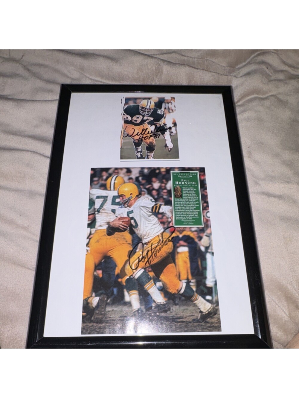 Paul Hornung Green Bay Packers Signed Framed Photo, Willie Davis HOF 81, NFL